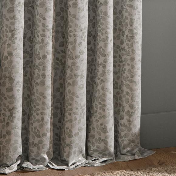 Wylder Grace Leaf Pencil Pleated Curtains Mist Grey
