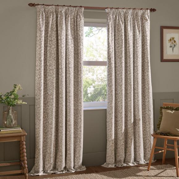 Wylder Grace Leaf Pencil Pleated Curtains Natural