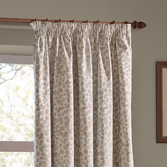 Wylder Grace Leaf Pencil Pleated Curtains Natural