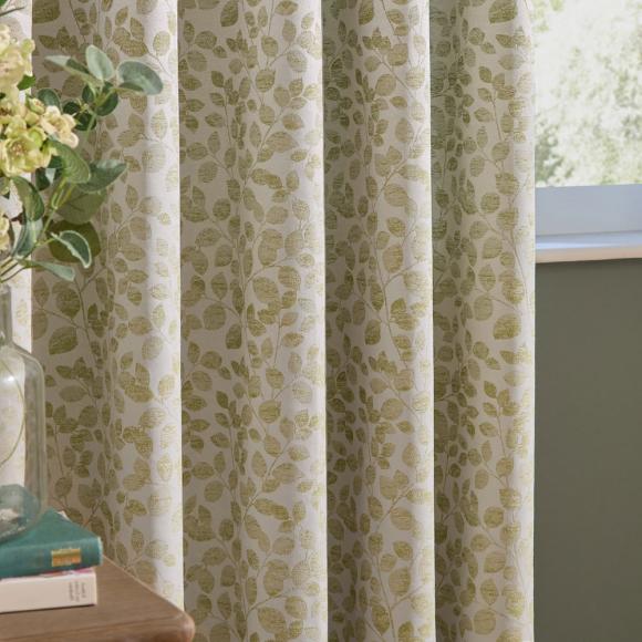 Wylder Grace Leaf Pencil Pleated Curtains Sage