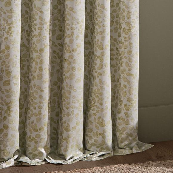 Wylder Grace Leaf Pencil Pleated Curtains Sage