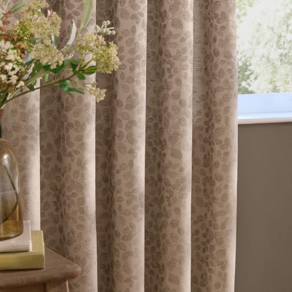 Wylder Grace Leaf Pencil Pleated Curtains Taupe