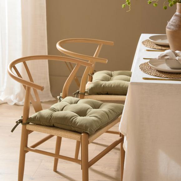 Yard Slub Cotton Pack of 2 Seat Pads Moss