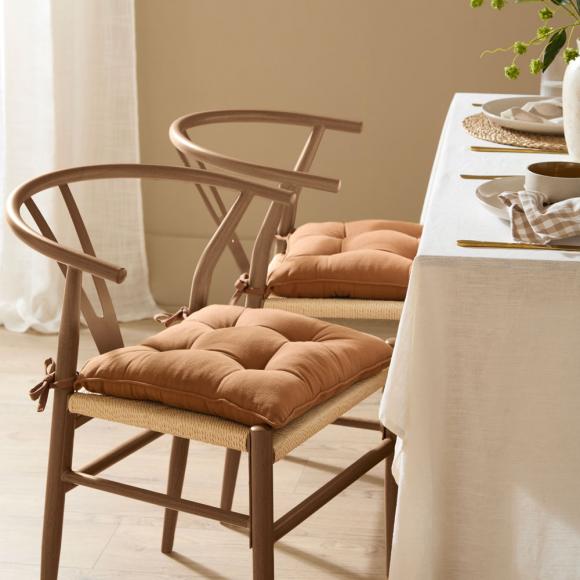 Yard Slub Cotton Pack of 2 Seat Pads Toffee