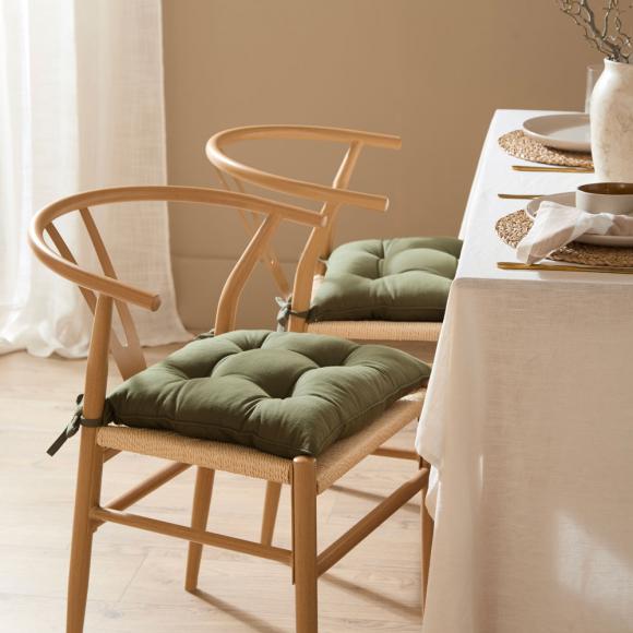 Yard Slub Cotton Pack of 2 Seat Pads Lichen
