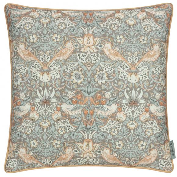 The Original Morris & Co Strawberry Thief Outdoor Cushion Biscuit