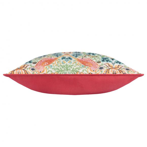 The Original Morris & Co Strawberry Thief Outdoor Cushion Coral / Leaf Green