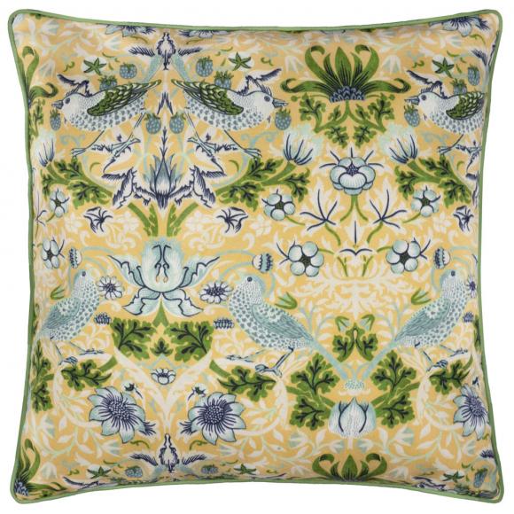 The Original Morris & Co Strawberry Thief Outdoor Cushion Sunflower