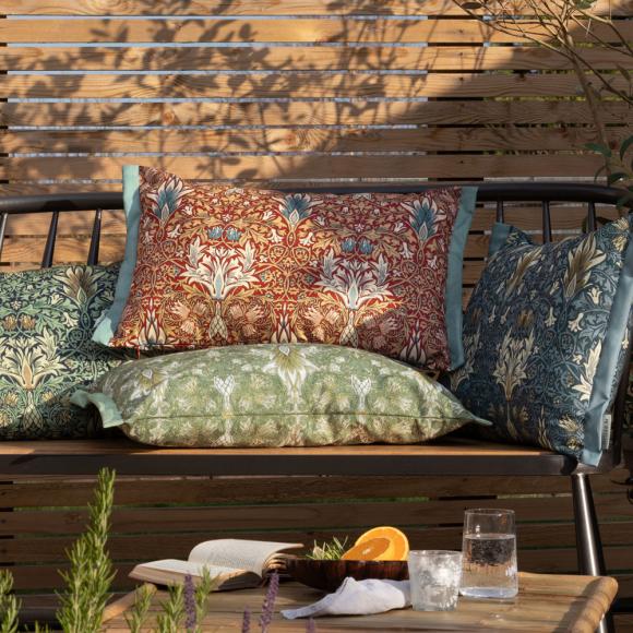 The Original Morris & Co Snakeshead Outdoor Cushion Indigo / Leaf Green