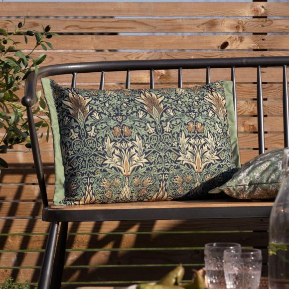 The Original Morris & Co Snakeshead Outdoor Cushion Indigo / Leaf Green