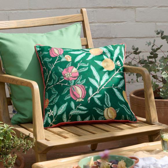 The Original Morris & Co Fruits Outdoor Cushion Forest Green / Lemon