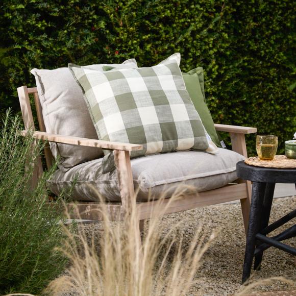 Yard Chesil Check Outdoor Filled Cushion Moss
