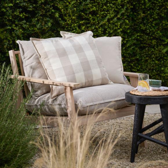 Yard Chesil Check Outdoor Filled Cushion Natural