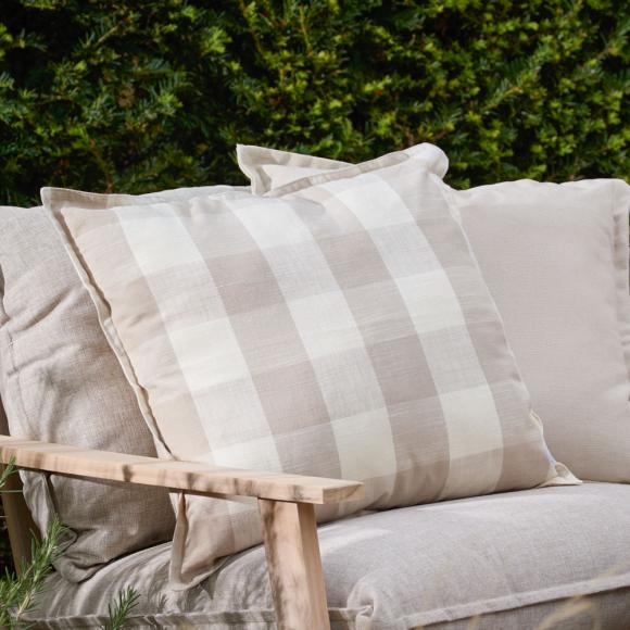 Yard Chesil Check Outdoor Filled Cushion Natural