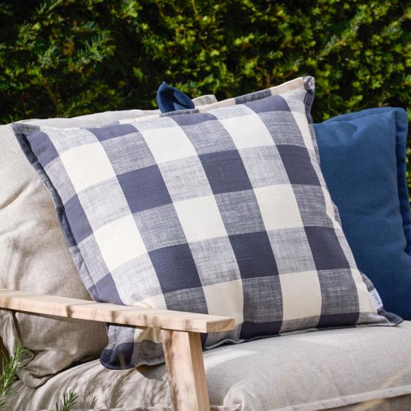 Yard Chesil Check Outdoor Filled Cushion Navy