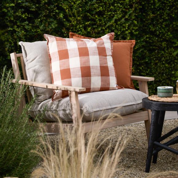 Yard Chesil Check Outdoor Filled Cushion Pecan