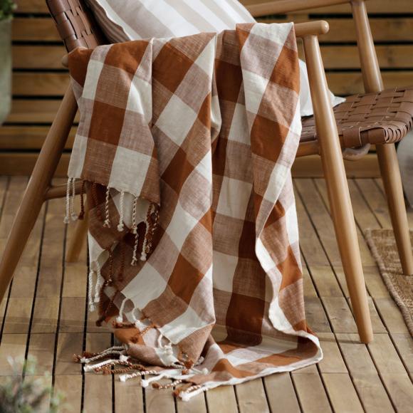 Yard Chesil Check Outdoor Throw Pecan