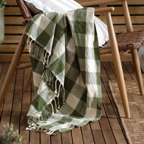 Yard Chesil Check Outdoor Throw Moss