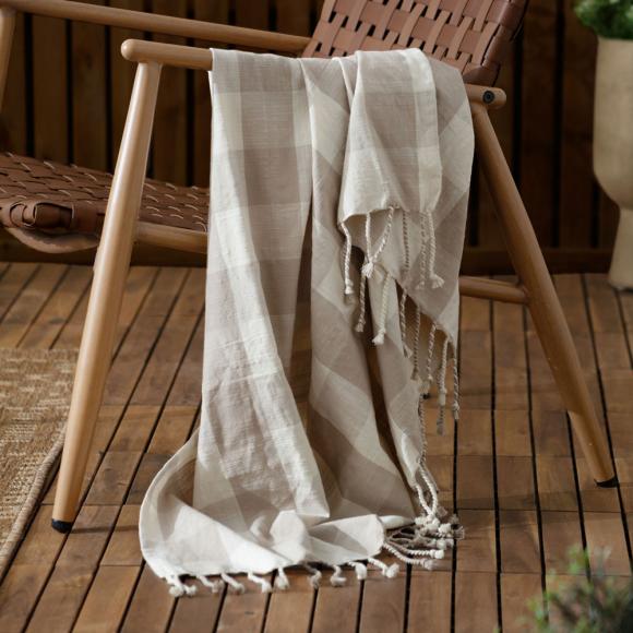 Yard Chesil Check Outdoor Throw Natural