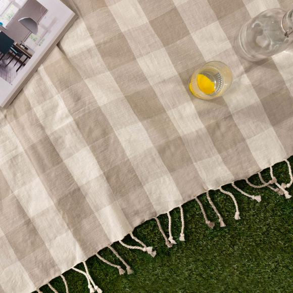 Yard Chesil Check Outdoor Throw Natural