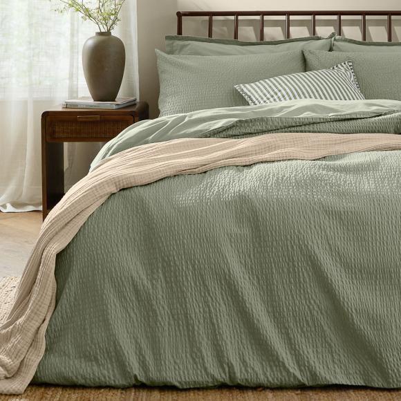 Yard Hebden Relaxed Seersucker Duvet Set Bay Green