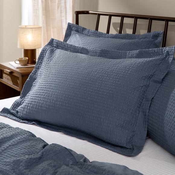 Yard Hebden Relaxed Seersucker Duvet Set Denim Blue