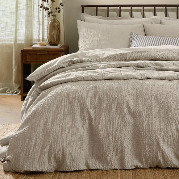 Yard Hebden Relaxed Seersucker Duvet Set Stone