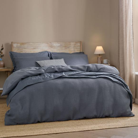 Yard Hebden Relaxed Waffle Duvet Set Denim Blue