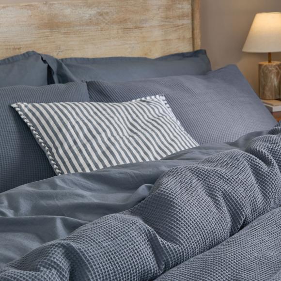 Yard Hebden Relaxed Waffle Pillowcase Pair Denim Blue