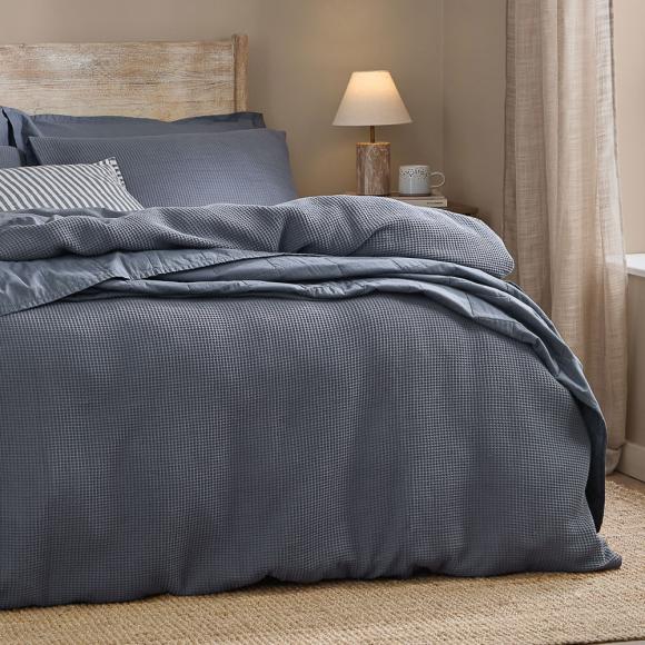 Yard Hebden Relaxed Waffle Pillowcase Pair Denim Blue