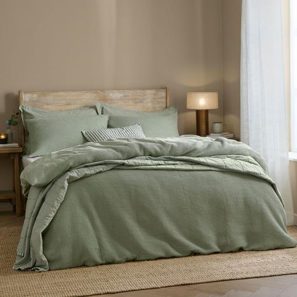Yard Hebden Relaxed Waffle Pillowcase Pair Bay Green
