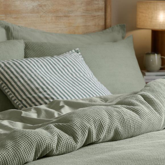 Yard Hebden Relaxed Waffle Pillowcase Pair Bay Green