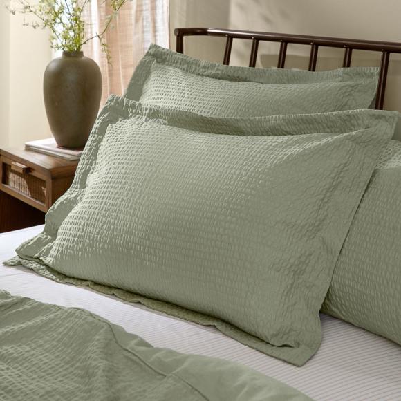 Yard Hebden Relaxed Seersucker Pillowcase Pair Bay Green