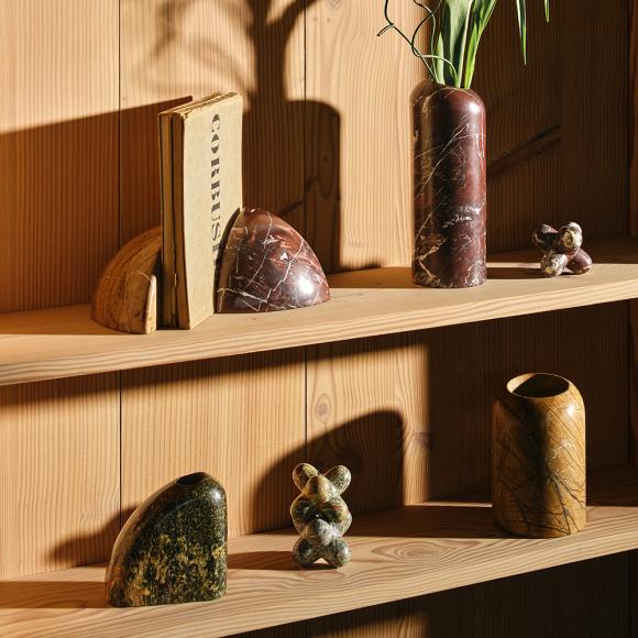 Tom Dixon Boulder Bookends Red & Brown Marble