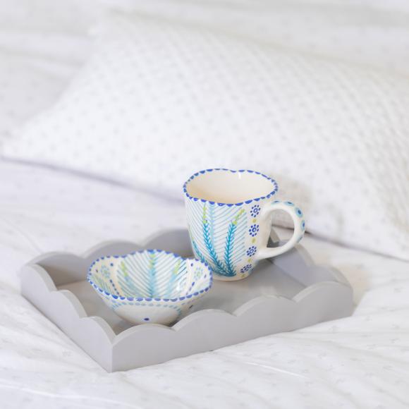 Addison Ross Scalloped Tray Orange Navy