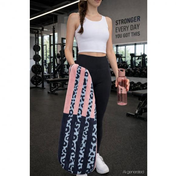 Cawo Animal Print Gym Towel Powder Blue