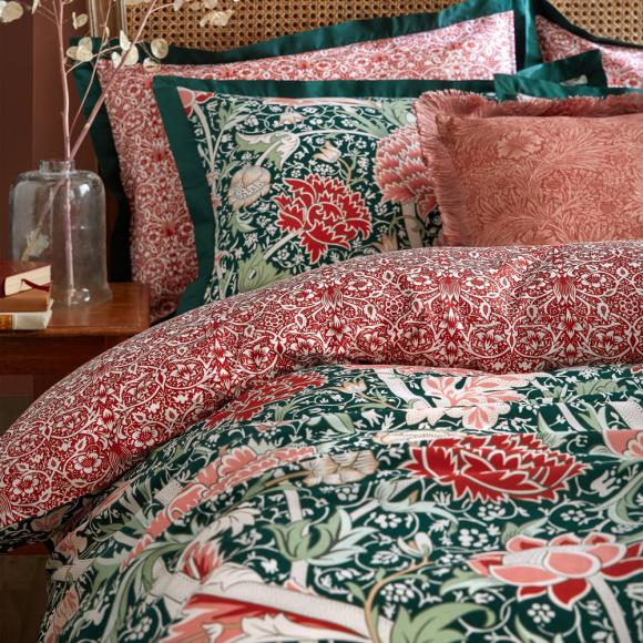William Morris At Home Cray Forest Green / Cranberry