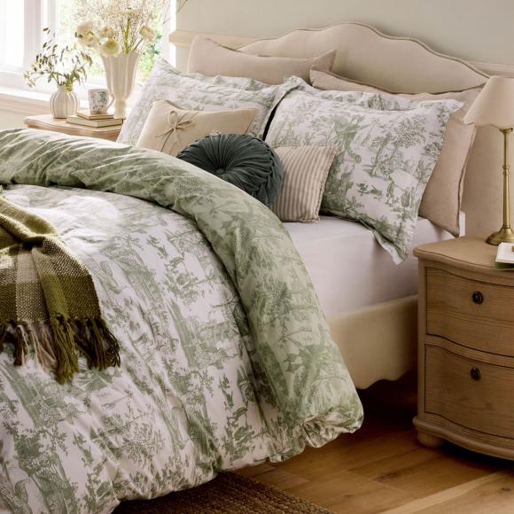 Laura Ashley Braysmith Toile Duvet Cover Set Olive Green