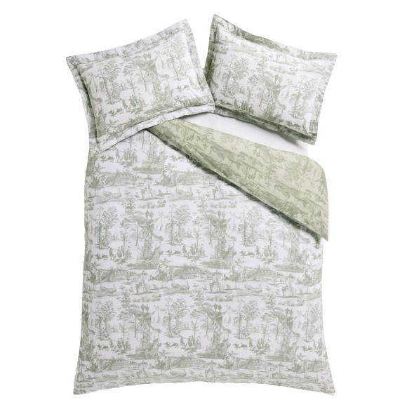 Laura Ashley Braysmith Toile Duvet Cover Set Olive Green