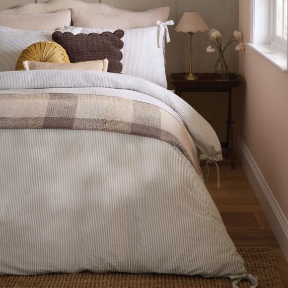 Laura Ashley Cornish Stripe Duvet Set Natural