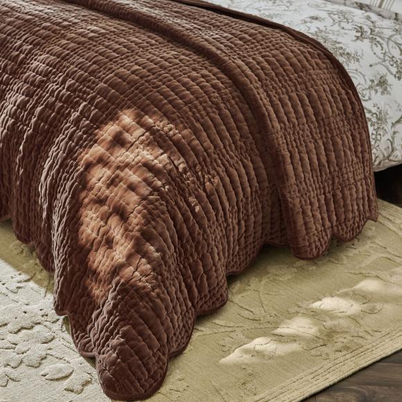 Laura Ashley Brady Scalloped Bedspread Caramel
