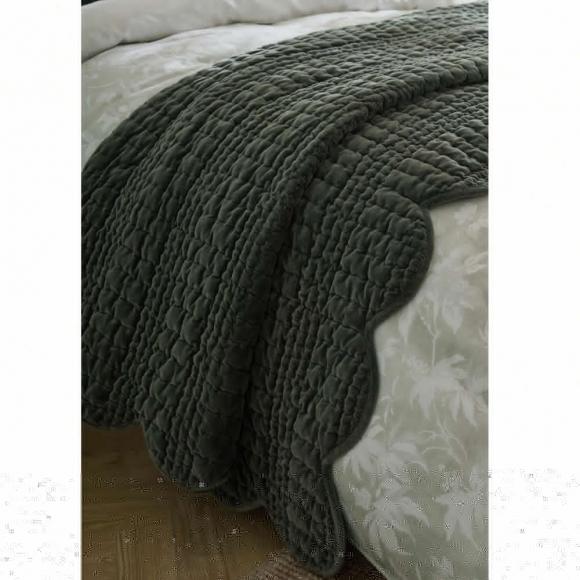Laura Ashley Brady Scalloped Bedspread Pine Green
