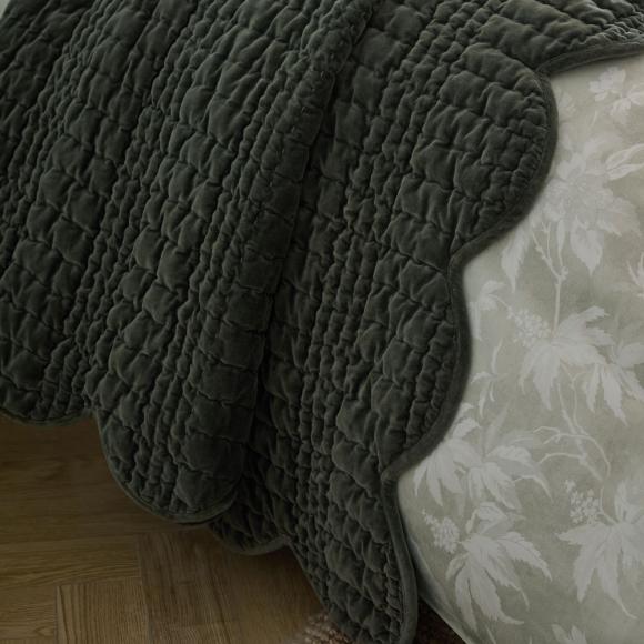 Laura Ashley Brady Scalloped Bedspread Pine Green