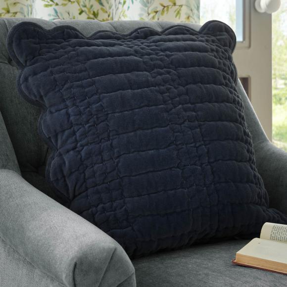 Laura Ashley Brady Scalloped Cushion Navy