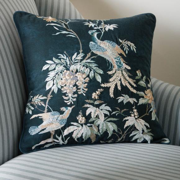 Laura Ashley Attleton Cushion Midnight Seaspray