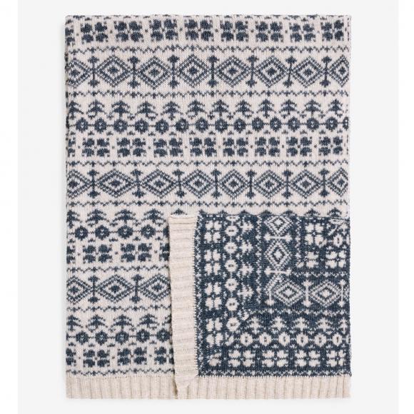 Laura Ashley Sesley Fair Isle Throw Dark Seaspray Blue