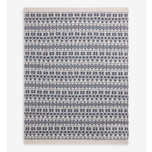 Laura Ashley Sesley Fair Isle Throw Dark Seaspray Blue