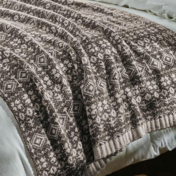 Laura Ashley Sesley Fair Isle Throw Dark Truffle