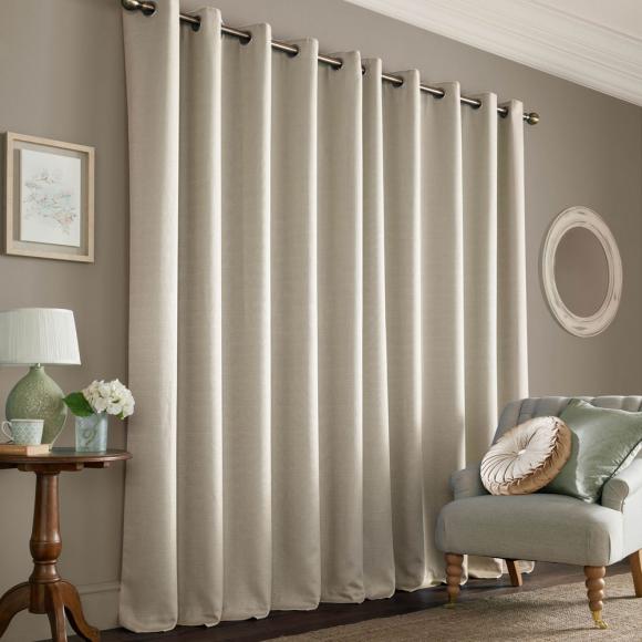 Laura Ashley Stephanie Linen Natural Eyelet Curtains