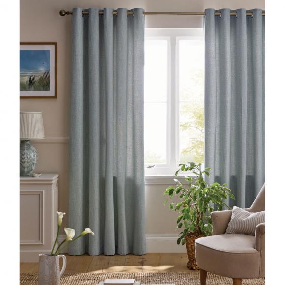 Laura Ashley Saltaire Lined Eyelet Curtains Seaspray